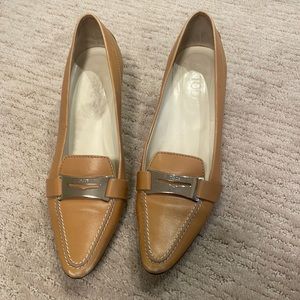 Tods Tan Loafer Heels